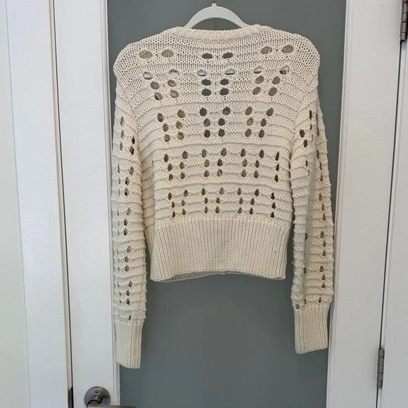 ZARA Cream Open-Knit Tie-Front Cropped Cardigan - Picture 3 of 8